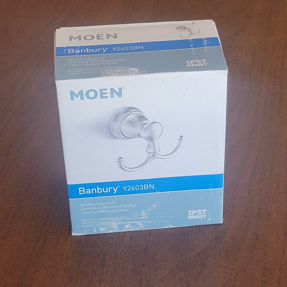 MOEN Banbury Double Robe Hook in Spot Resist Brushed Nickel Y2603BN New open box